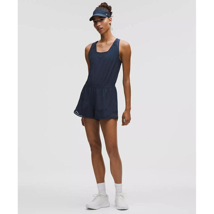 Lululemon NWT Hotty Hot Running Romper Lace Trim - Size Large (retails for $128)