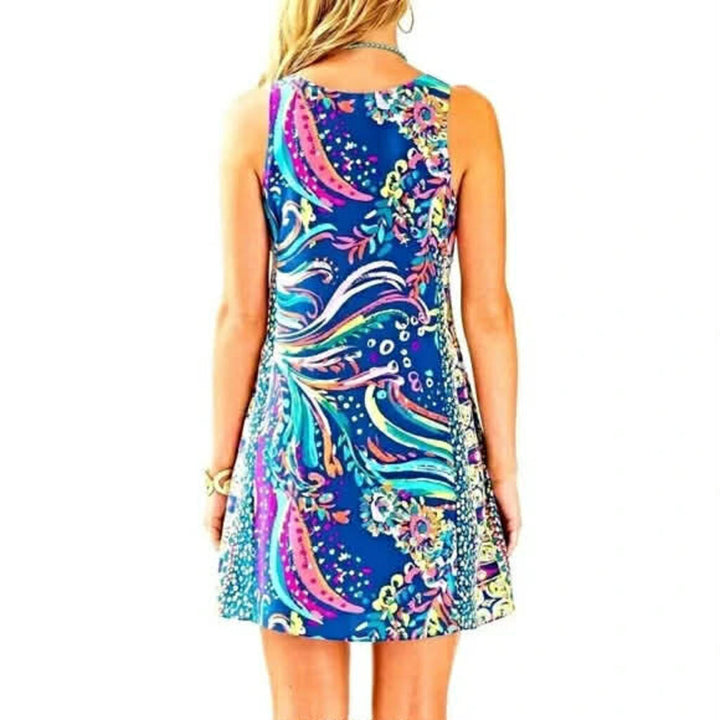 Lilly Pulitzer Jackie Silk Shift Dress in Multi Beach Loot Engineered - Size Large