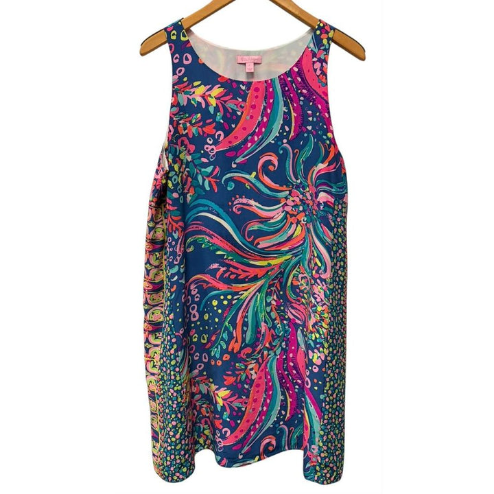 Lilly Pulitzer Jackie Silk Shift Dress in Multi Beach Loot Engineered - Size Large