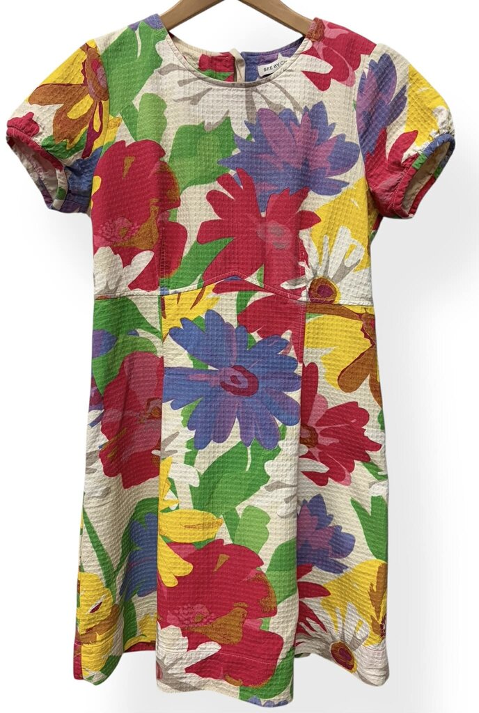 See By Chloe Textured Floral Mini Dress - Size 2