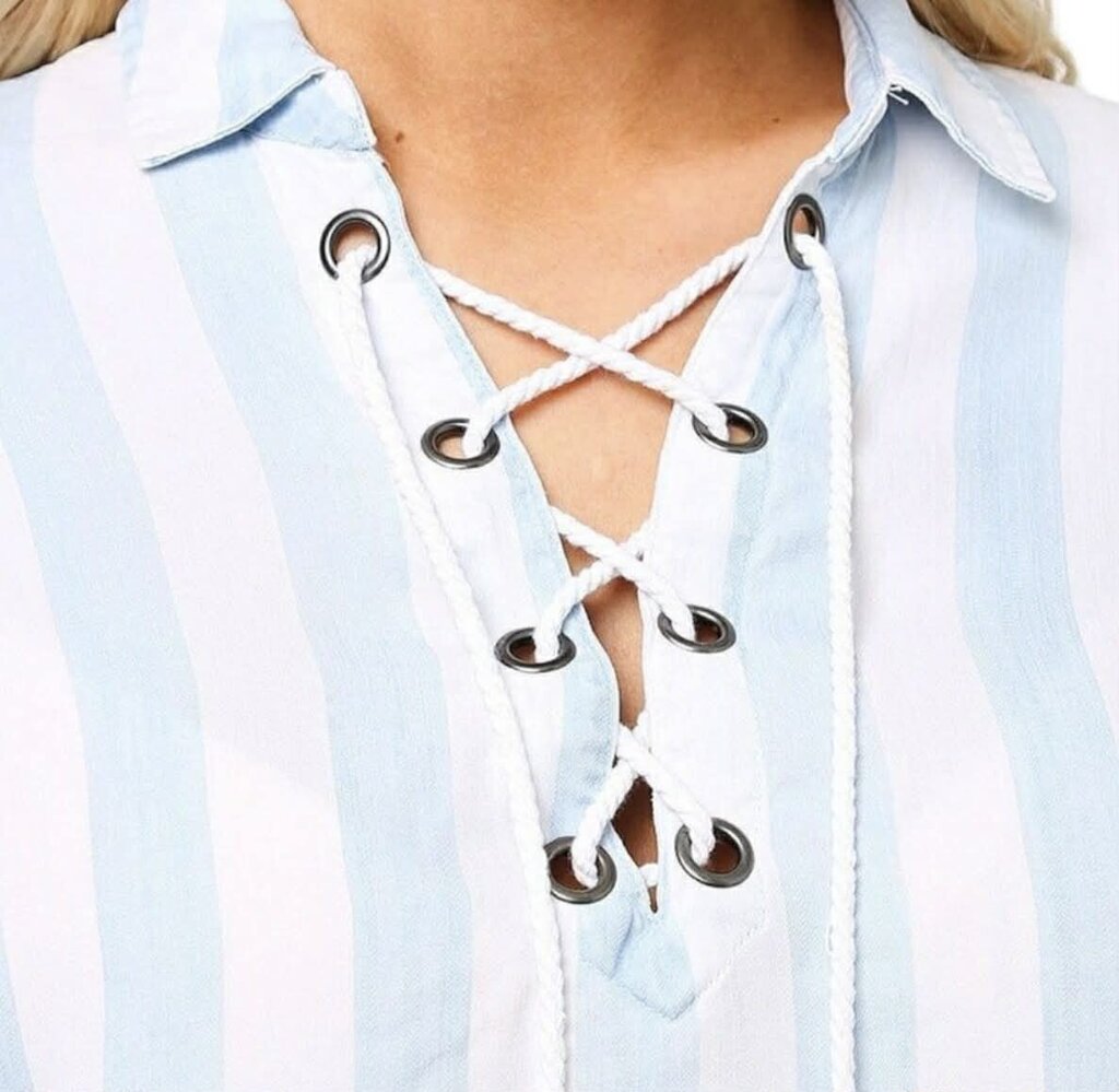 Rails Uli Lace Up Block Stripe Top - Size Small