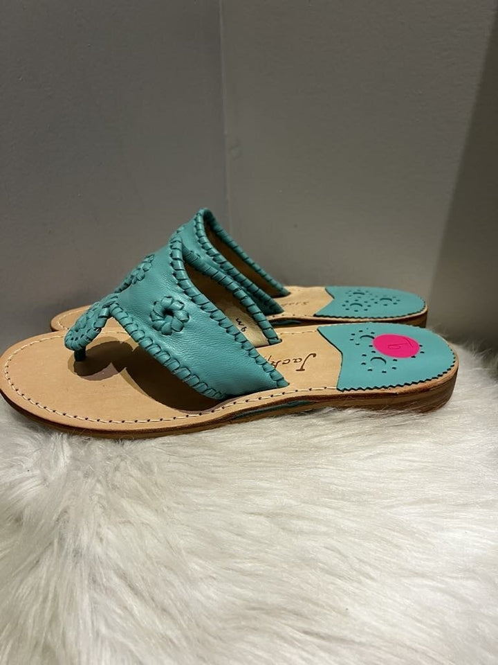 Jack Rogers Whipstitch Jacks Leather Flat Sandal - Size 9 (Retails at $138)