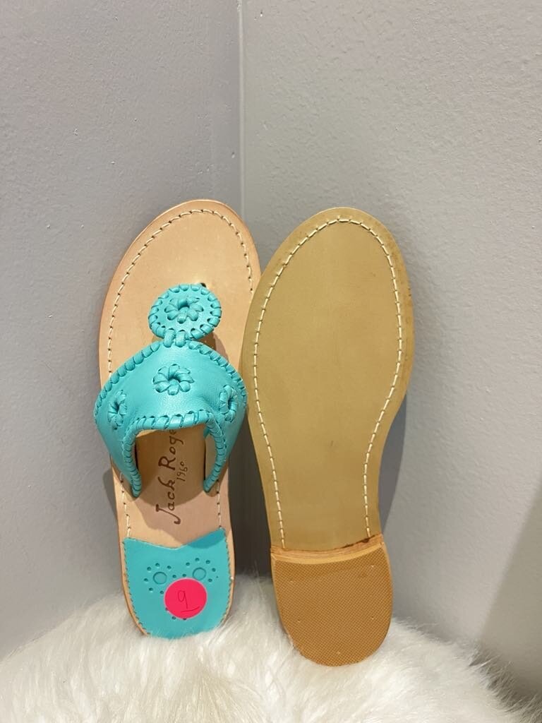Jack Rogers Whipstitch Jacks Leather Flat Sandal - Size 9 (Retails at $138)