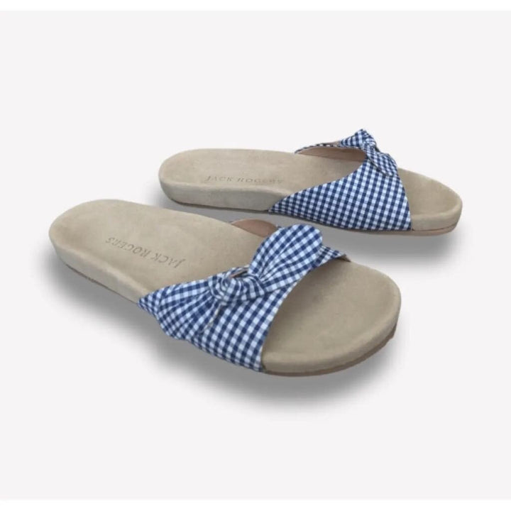 Jack Rogers Gingham Bow Sandals- Size 9.5