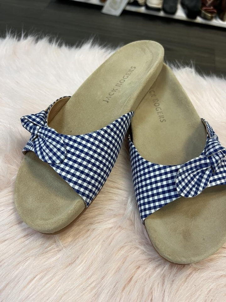 Jack Rogers Gingham Bow Sandals- Size 9.5