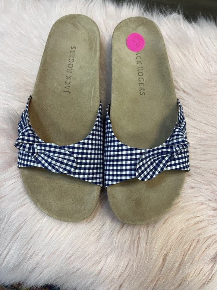 Jack Rogers Gingham Bow Sandals- Size 9.5