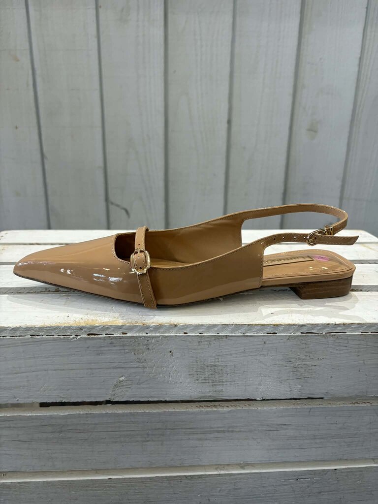 Larroude Ines Patent Leather Slingback Flats - Size 7.5