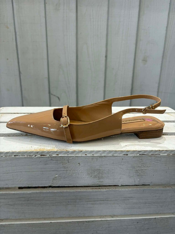 Larroude Ines Patent Leather Slingback Flats - Size 7.5