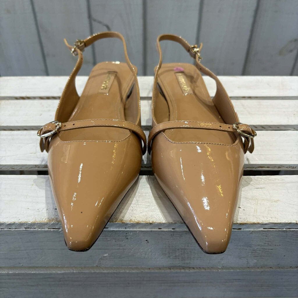 Larroude Ines Patent Leather Slingback Flats - Size 7.5