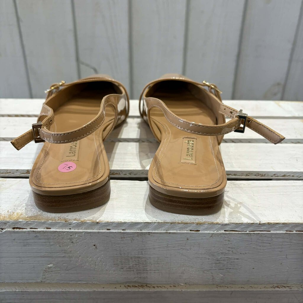 Larroude Ines Patent Leather Slingback Flats - Size 7.5