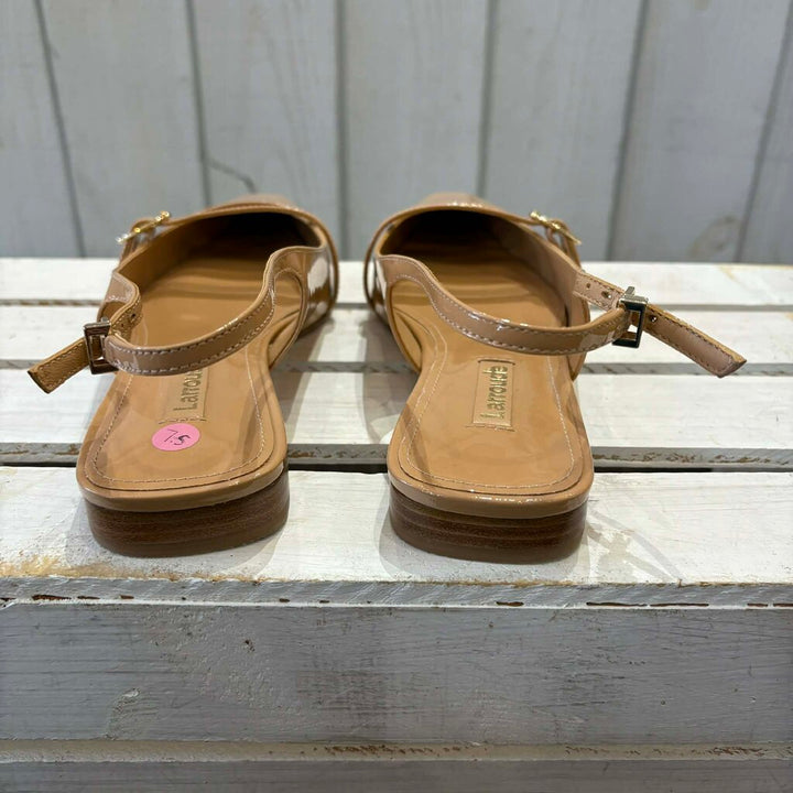 Larroude Ines Patent Leather Slingback Flats - Size 7.5