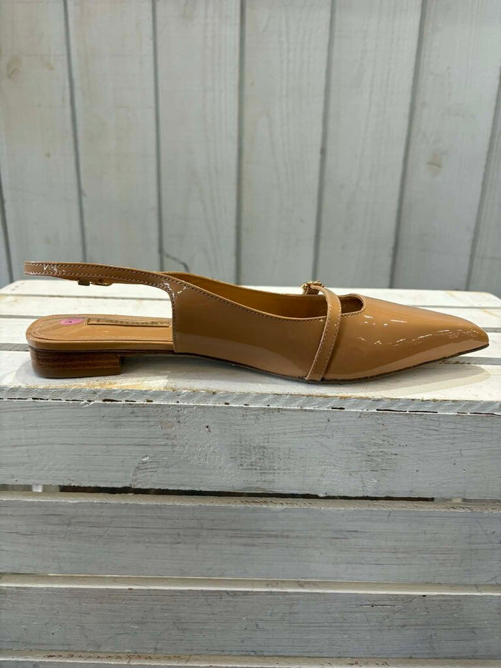 Larroude Ines Patent Leather Slingback Flats - Size 7.5
