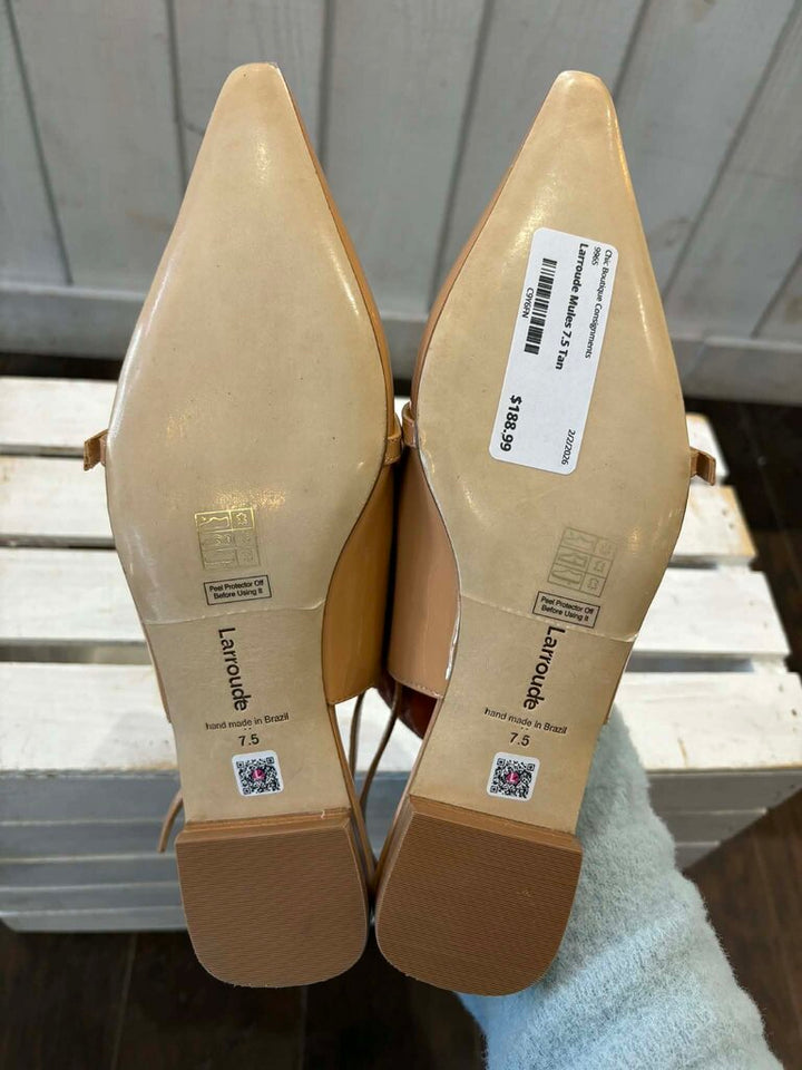 Larroude Ines Patent Leather Slingback Flats - Size 7.5