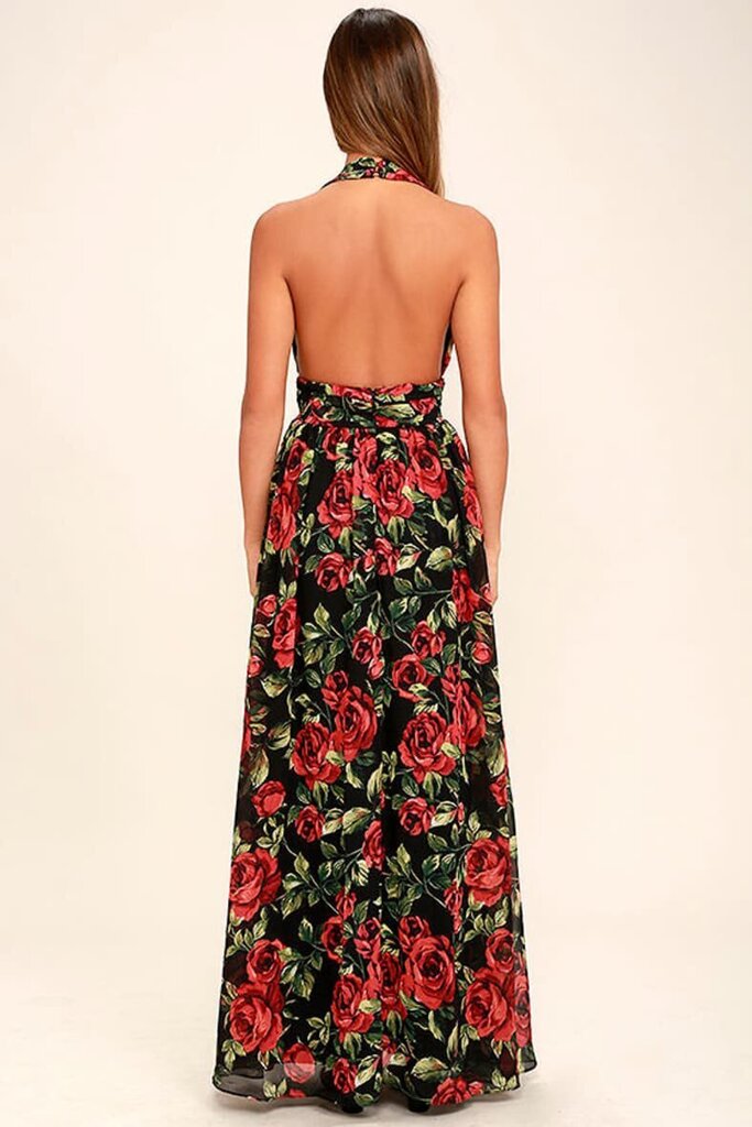 Lulus Sweet Heaven Black Floral NWT Dress - Size Large (retails $89)