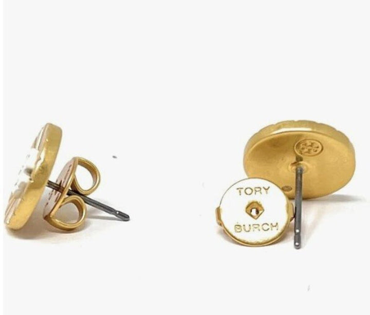 Tory Burch Britten Enamel Pleated Wheel Stud Earrings