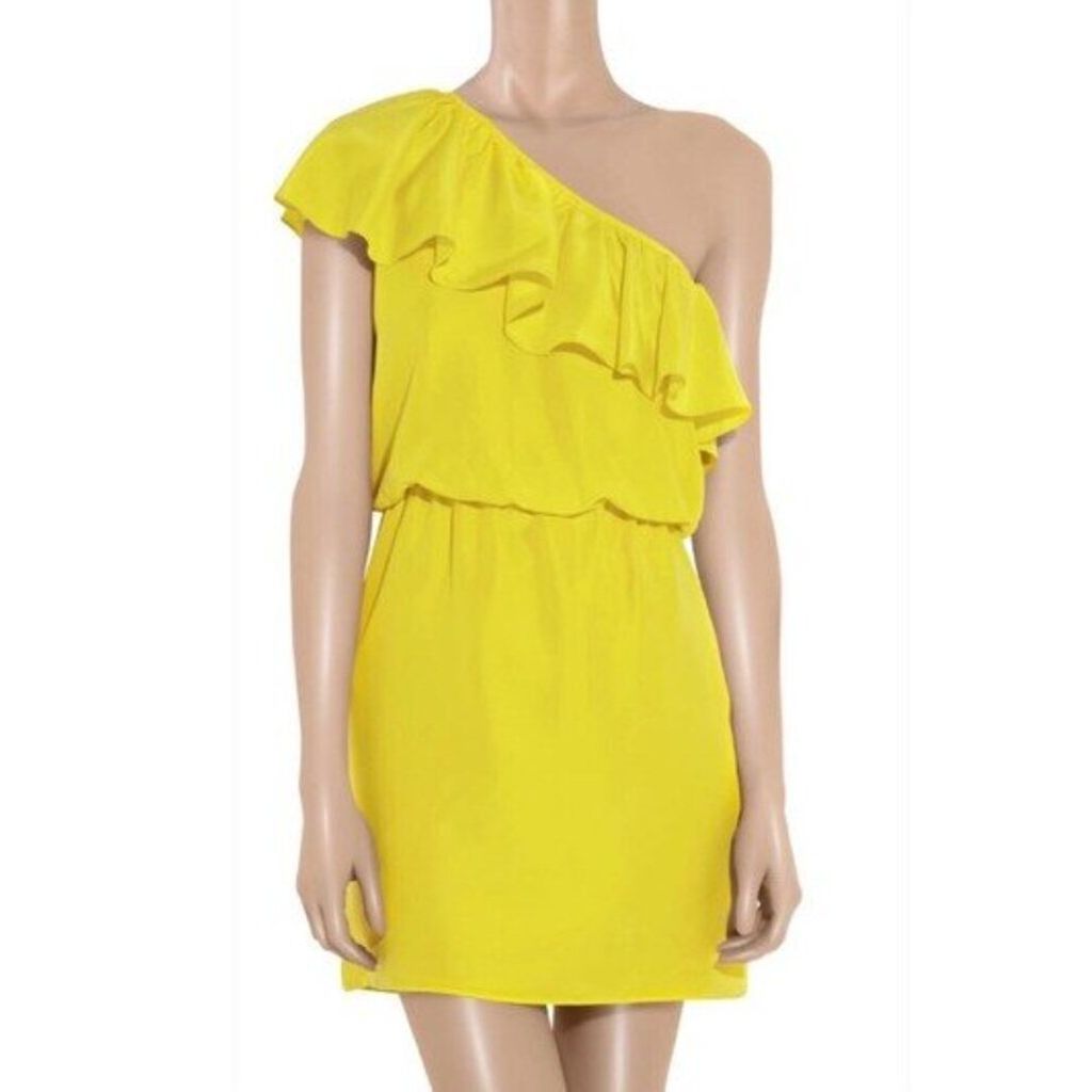 Tibi One Shoulder Ruffle Silk Mini Dress - Size 6