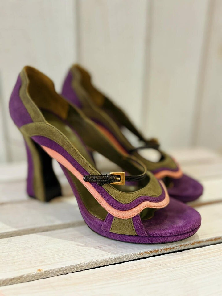 Prada Mary Jane Suede Fairy Collection Heels - Size 38.5
