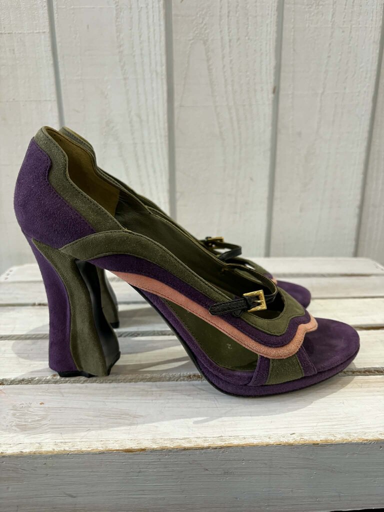 Prada Mary Jane Suede Fairy Collection Heels - Size 38.5