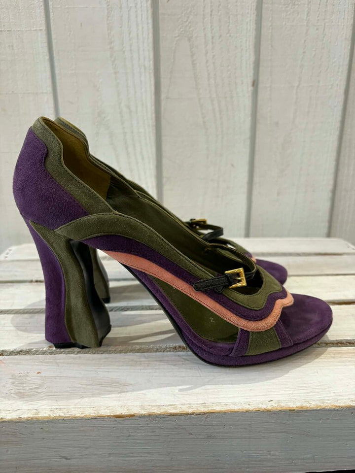 Prada Mary Jane Suede Fairy Collection Heels - Size 38.5