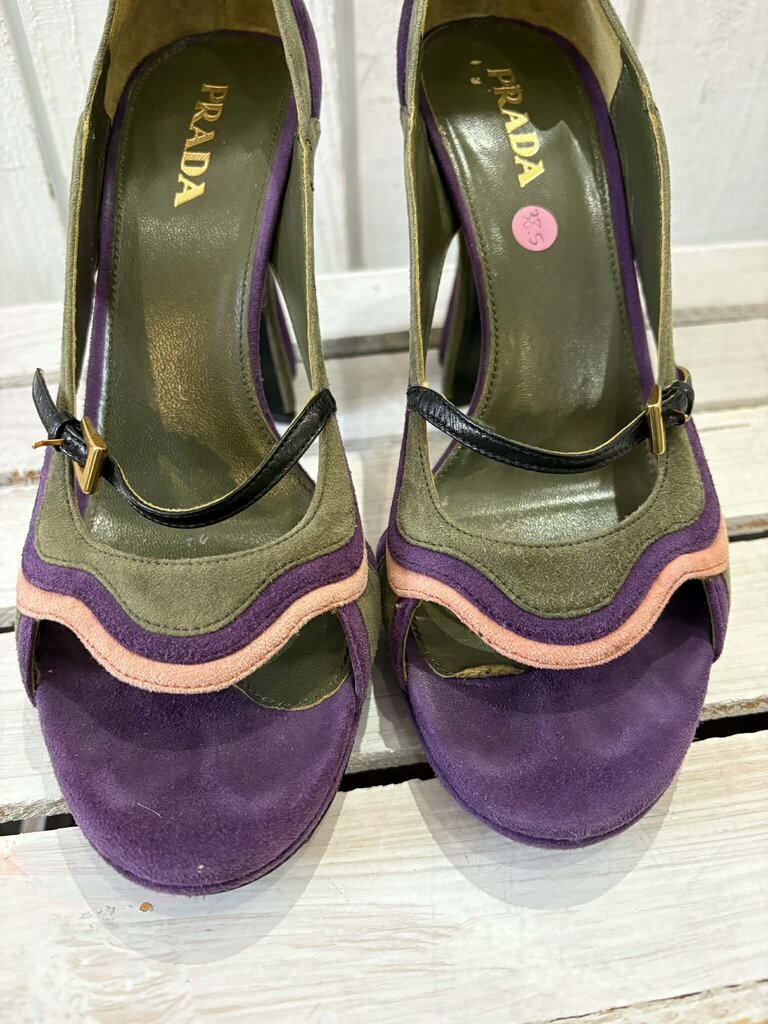 Prada Mary Jane Suede Fairy Collection Heels - Size 38.5