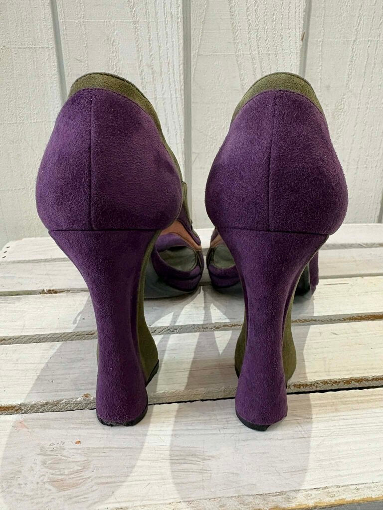 Prada Mary Jane Suede Fairy Collection Heels - Size 38.5