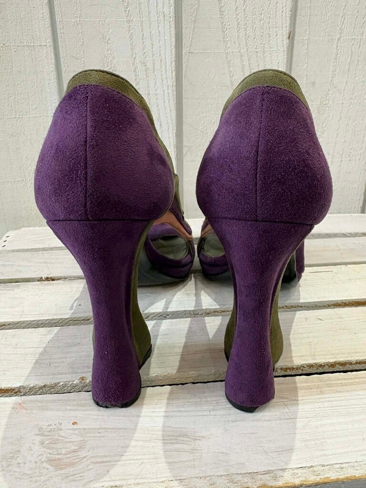 Prada Mary Jane Suede Fairy Collection Heels - Size 38.5