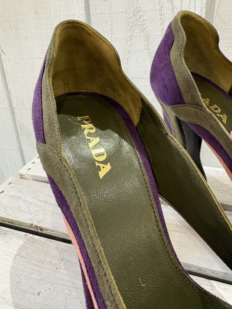 Prada Mary Jane Suede Fairy Collection Heels - Size 38.5
