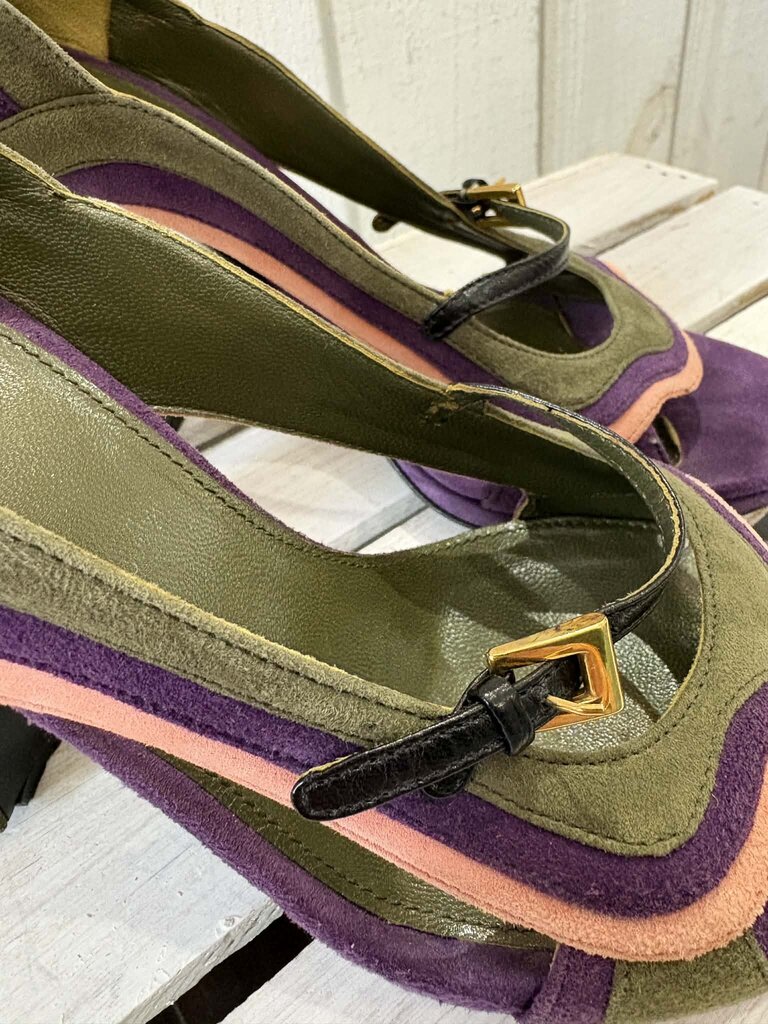 Prada Mary Jane Suede Fairy Collection Heels - Size 38.5