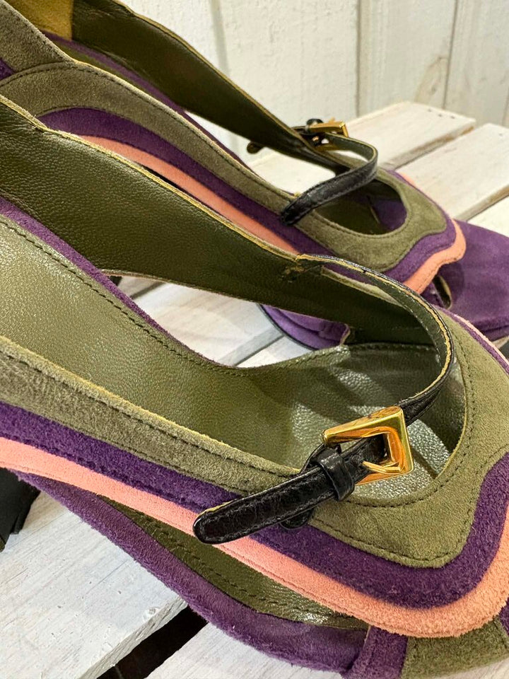 Prada Mary Jane Suede Fairy Collection Heels - Size 38.5