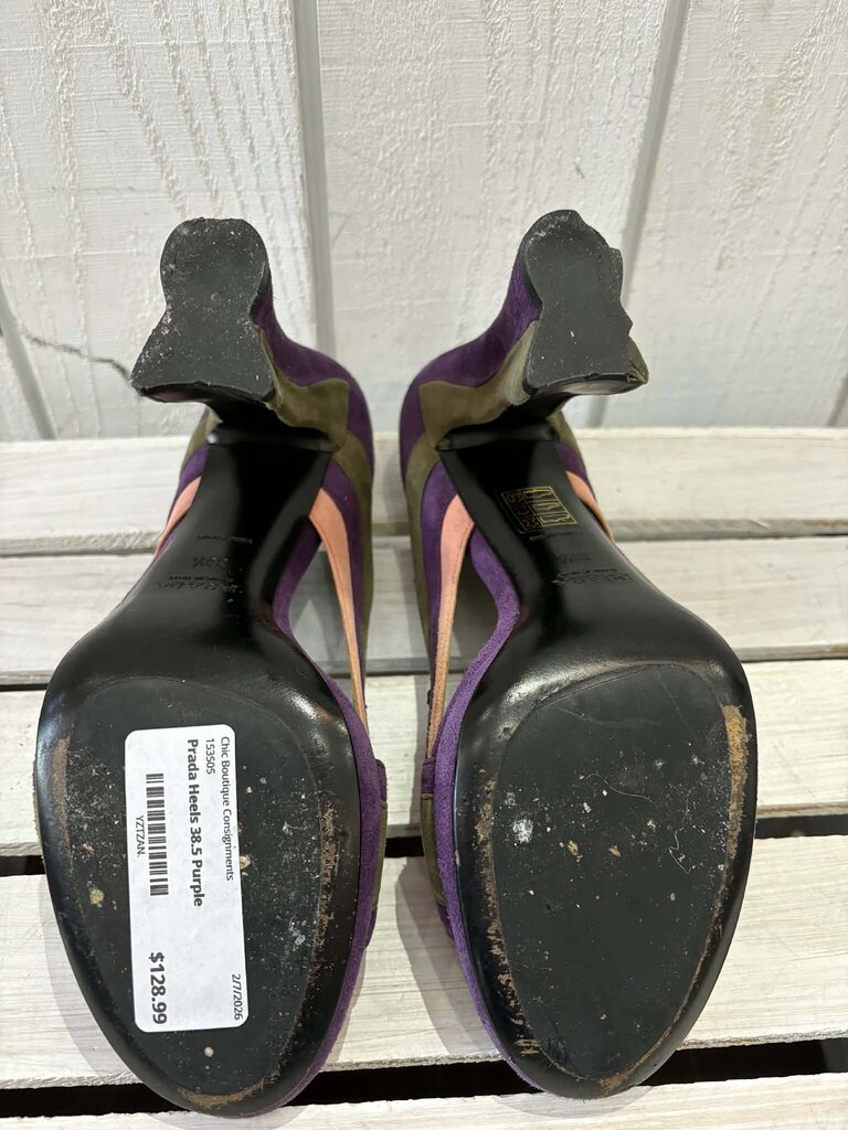 Prada Mary Jane Suede Fairy Collection Heels - Size 38.5