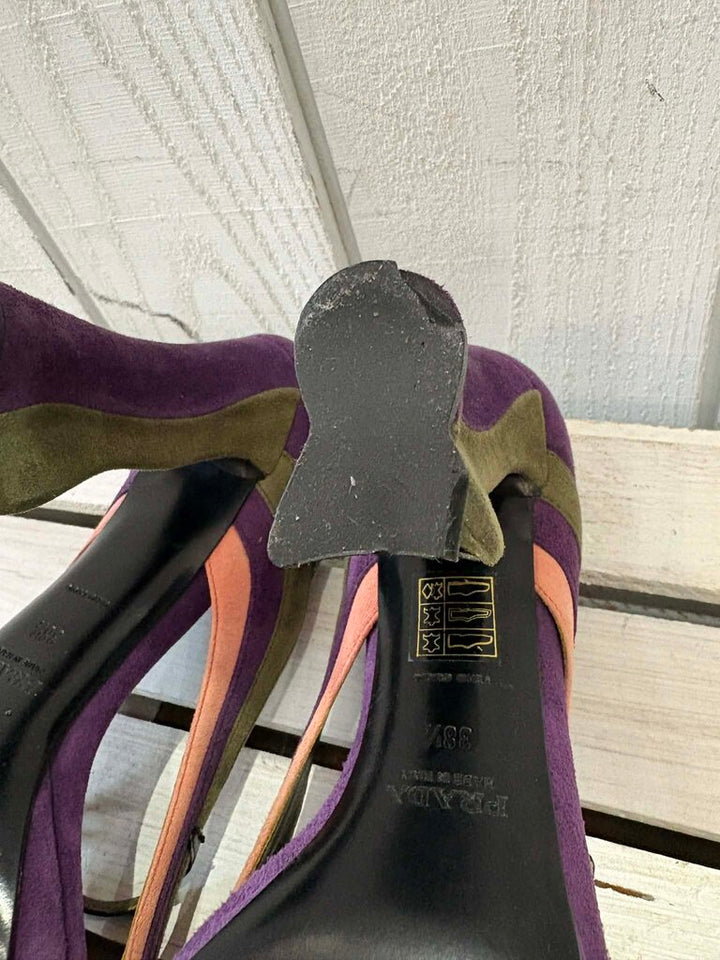 Prada Mary Jane Suede Fairy Collection Heels - Size 38.5