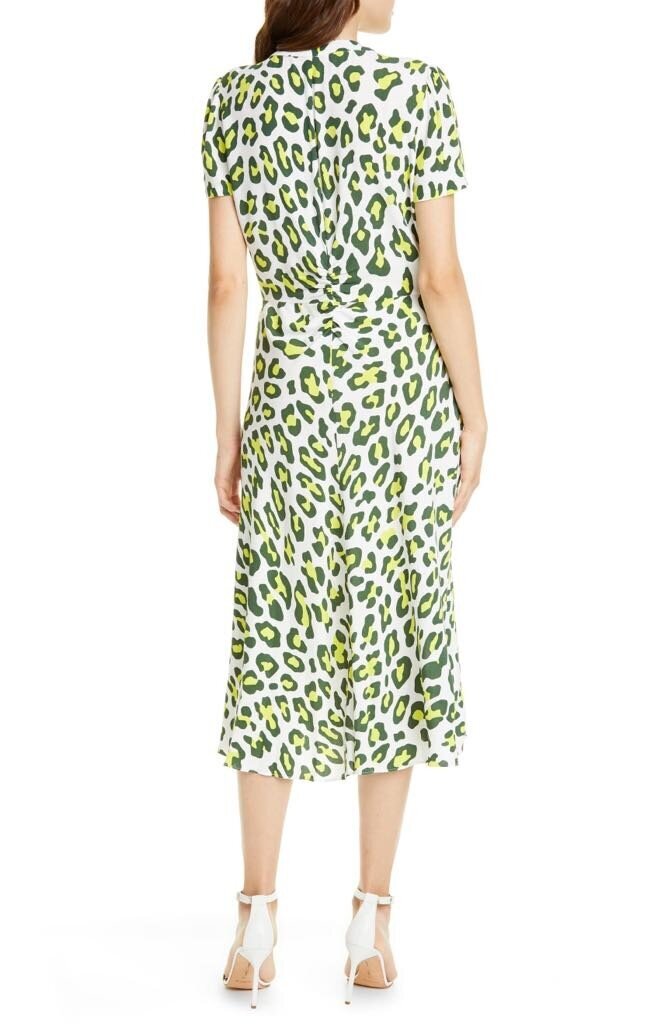 Diane Von Furstenberg Leopard Print Midi Dress- Size Small