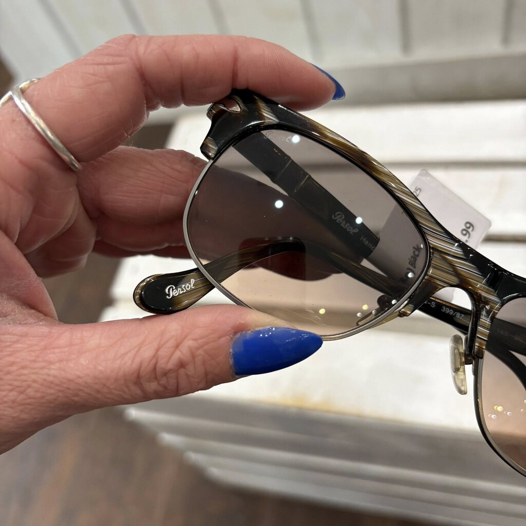 Persol 3034-S 399/87 Square Navigator Sunglasses (W/ Case)