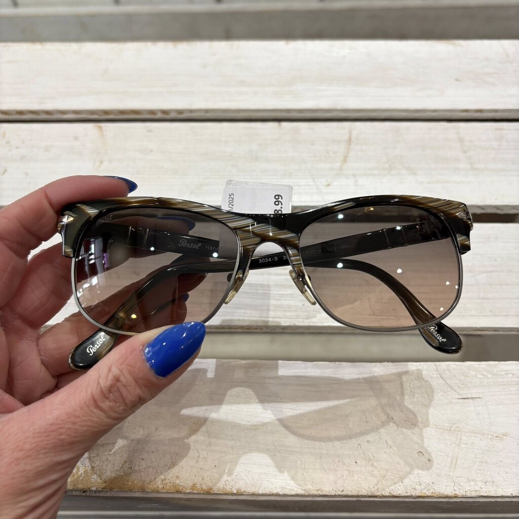 Persol 3034-S 399/87 Square Navigator Sunglasses (W/ Case)