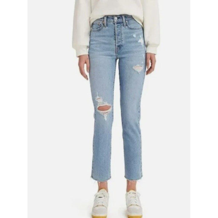 Levi's Women's High-Rise Wedgie Straight Cropped Jeans In Medium Indigo - Size 28
