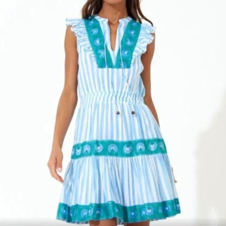 Oliphant Yoke Dress in Nassau Blue - Size Small