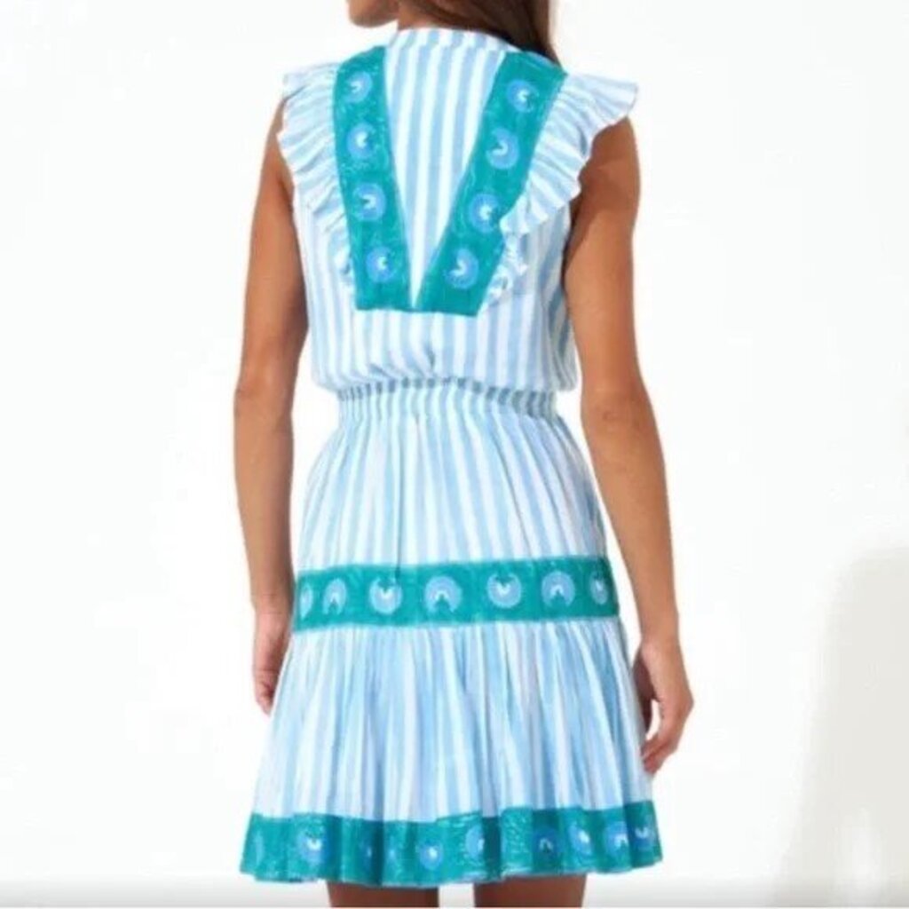 Oliphant Yoke Dress in Nassau Blue - Size Small