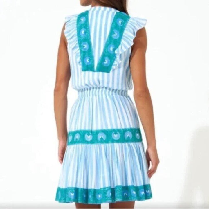 Oliphant Yoke Dress in Nassau Blue - Size Small