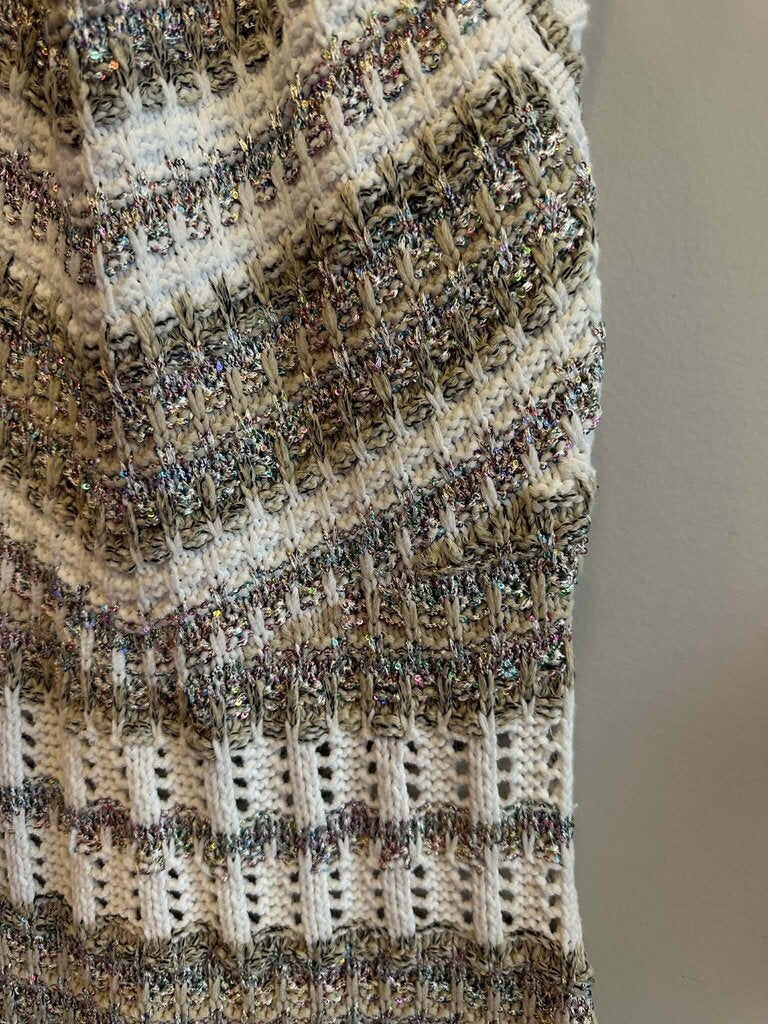 Ramy Brook Cara Sequin Halter Neck Crochet Knit Dress - Size Large