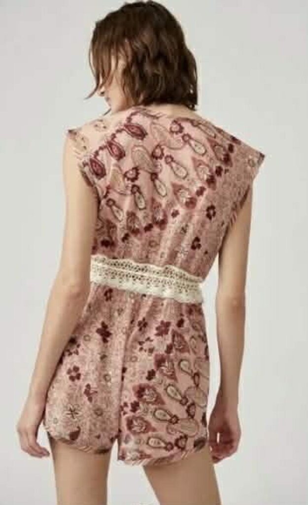 Free People NWT Watching Waves Crochet Romper - Size Large