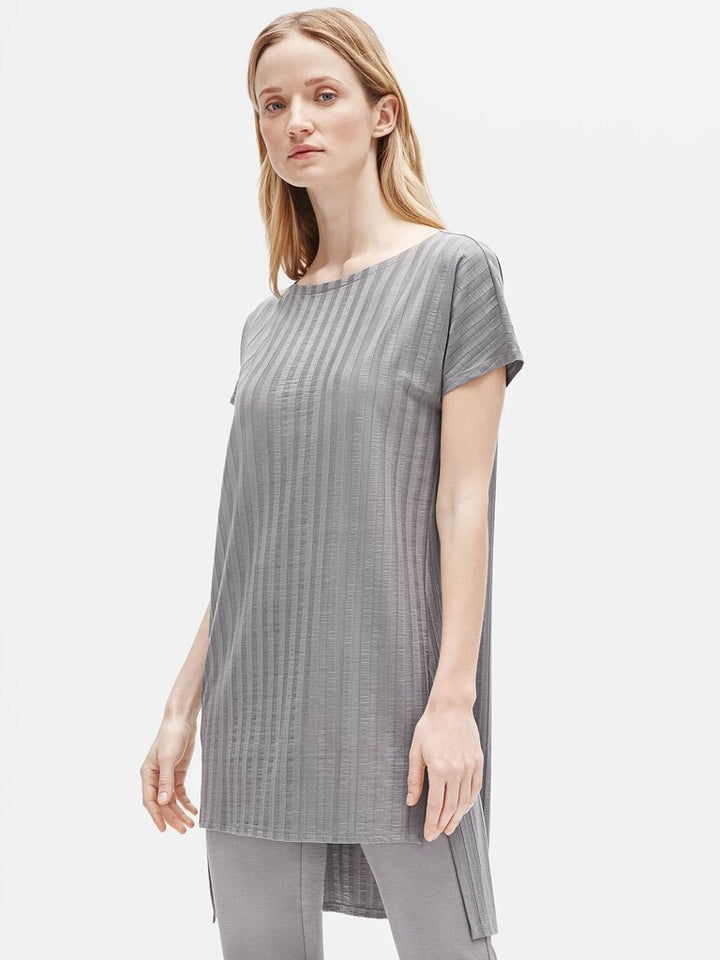 Eileen Fisher NWT Wide Rib Stretch Tunic Top - Size Large