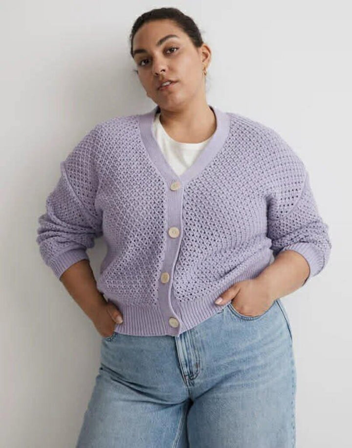 Madewell Open-Stitch Crop Cardigan Sweater - Size Small