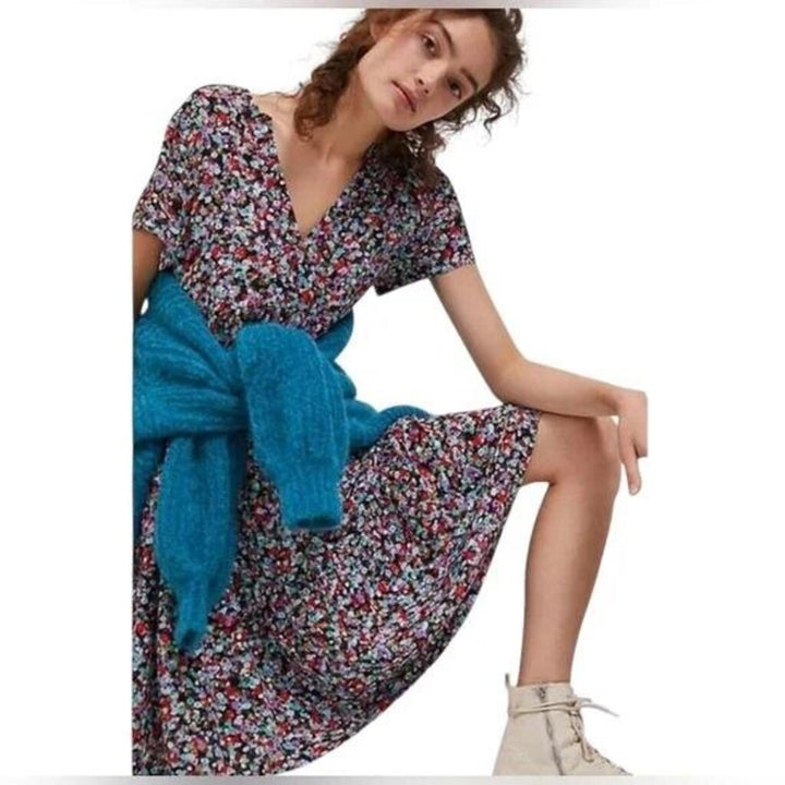 Maeve Harper Floral Midi Dress Short Sleeve - Size Small