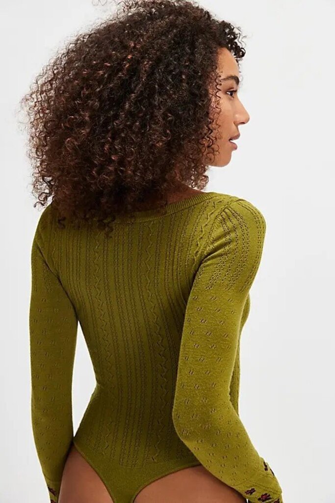 Free People NWT Such a Dreamer Cuff Bodysuit in Cardamom Seed Combo - Size XS (Retails for $88)