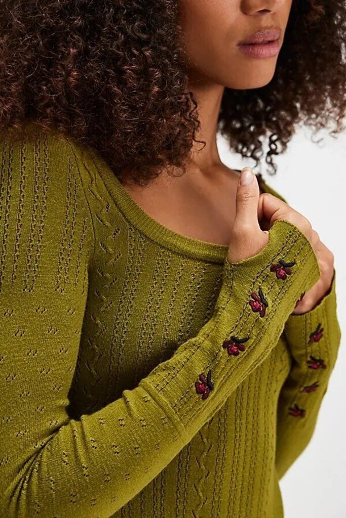 Free People NWT Such a Dreamer Cuff Bodysuit in Cardamom Seed Combo - Size XS (Retails for $88)