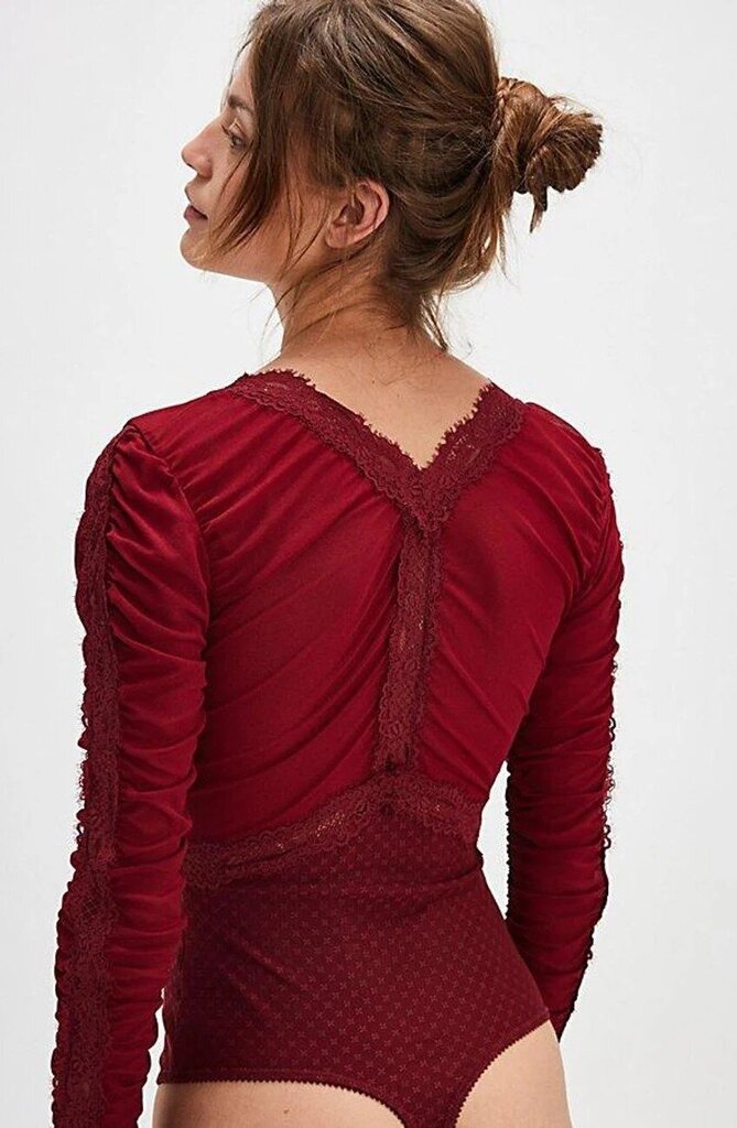 Free People NWT Forever Young Bodysuit in Pomegranate Combo - Size XS (Retails for $68)