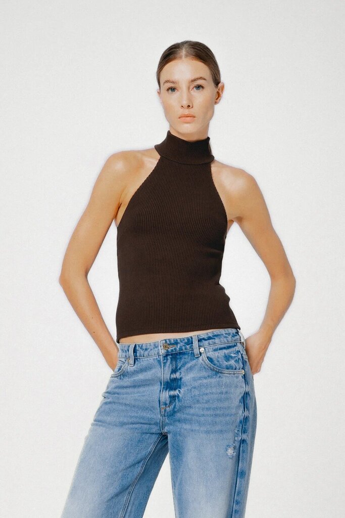 Sans Faff Hillary Halter Top in Brown - Size XS (retails $195)