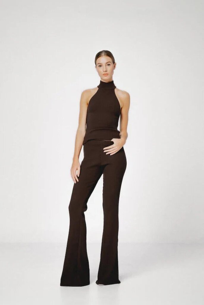 Sans Faff Hillary Halter Top in Brown - Size XS (retails $195)