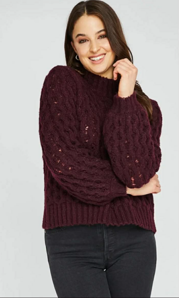 Gentle Fawn Purple Cable Knit Sweater - Size XS