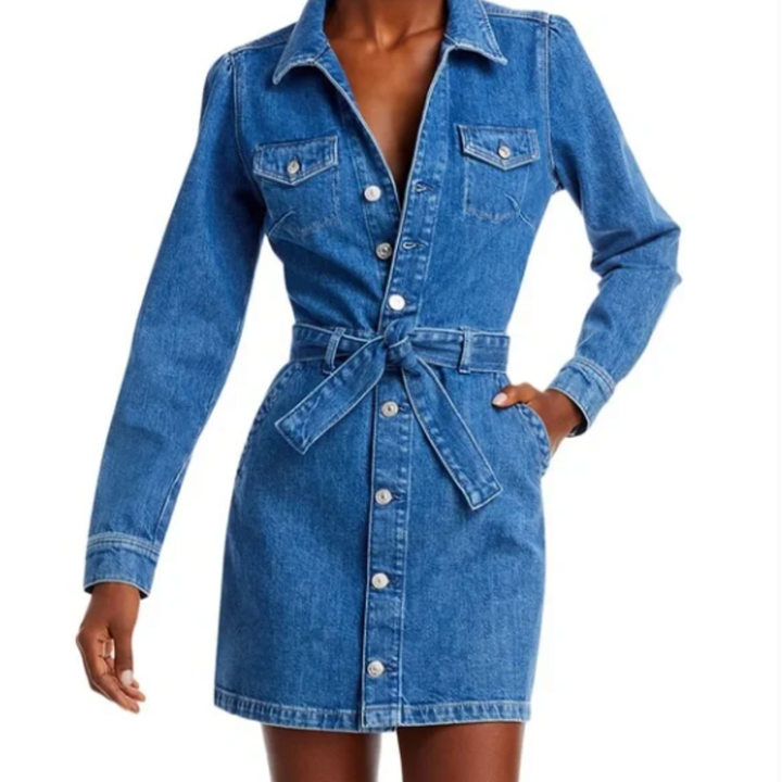 Paige Mayslie Long Sleeve Denim Shirt Dress - Size Small